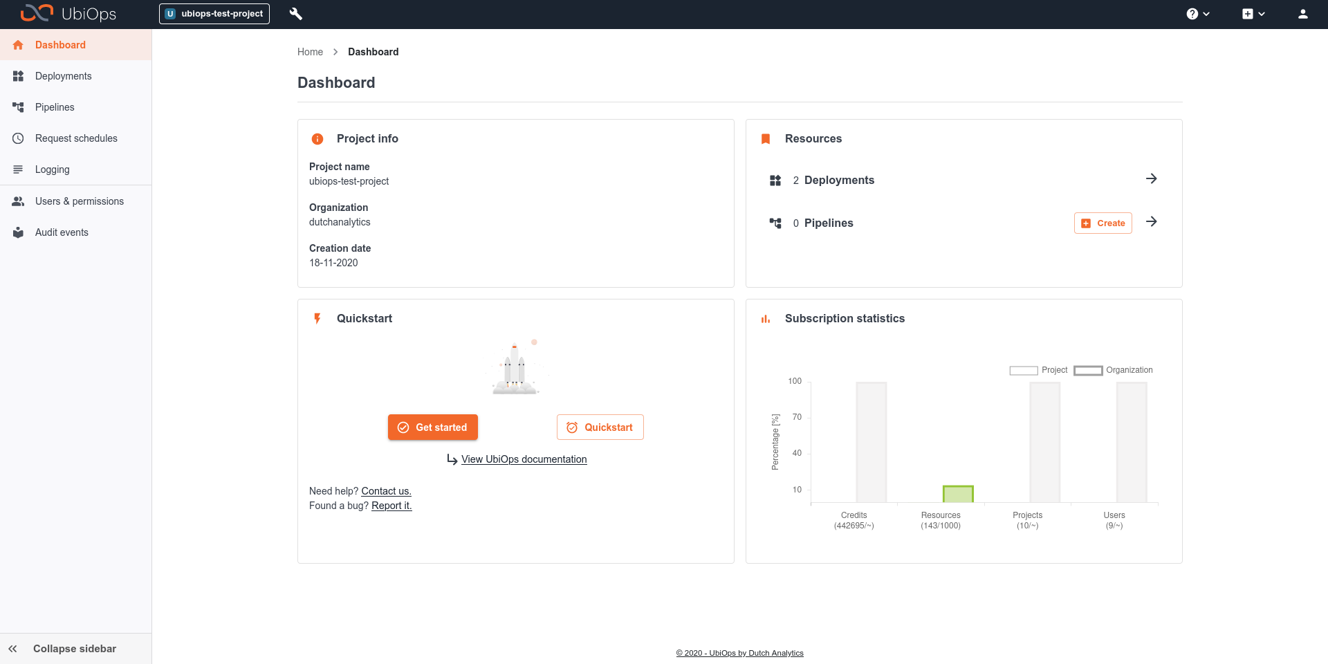UbiOps dashboard updated UI UbiOps dashboard updated UI